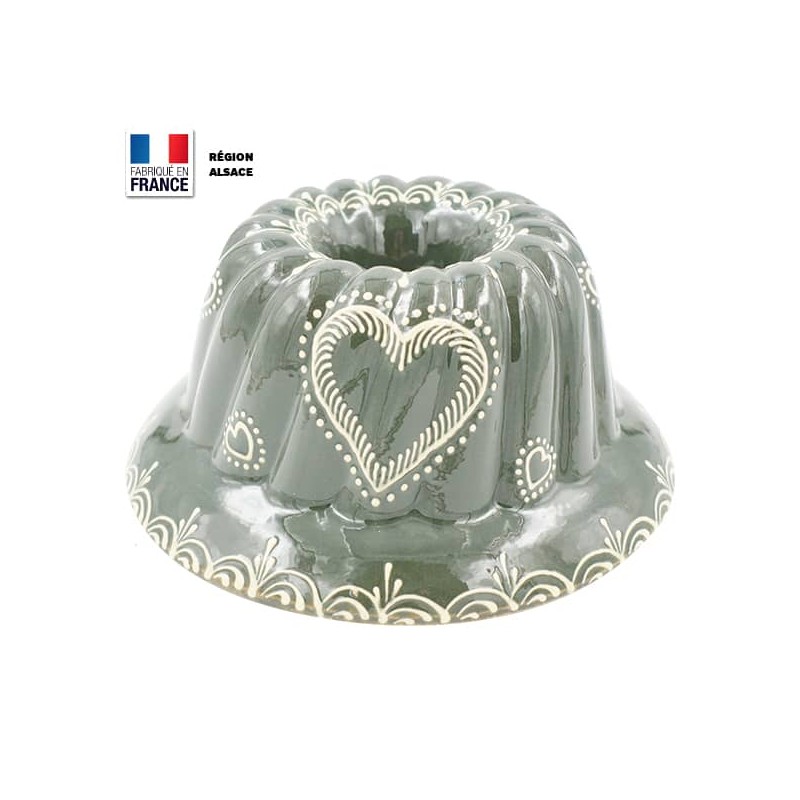 Moule à Kougelhopf en Terre Cuite / Gris foncé Cœur