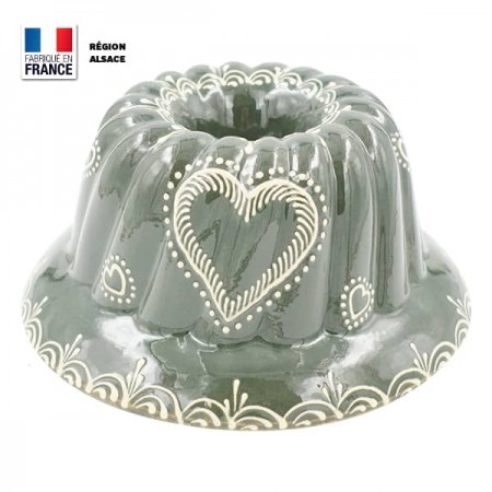 Moule à Kougelhopf en Terre Cuite / Gris foncé Cœur