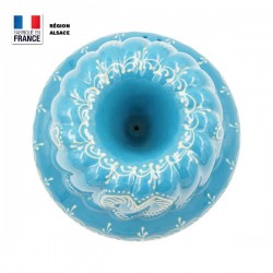 Moule à Kougelhopf en Terre Cuite / Bleu Turquoise Cœur
