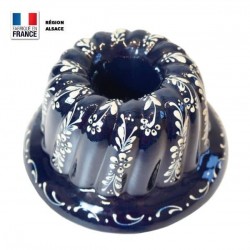 Moule à Kougelhopf en Terre Cuite / Bleu Fleur