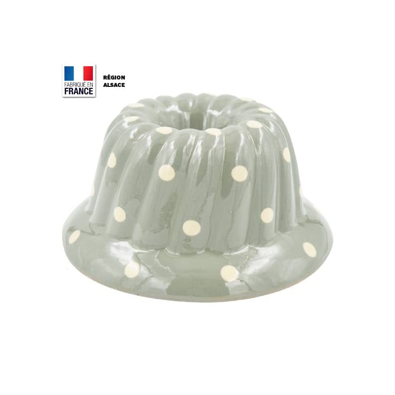 Moule à Kougelhopf en Terre Cuite / Gris Clair Petits Points