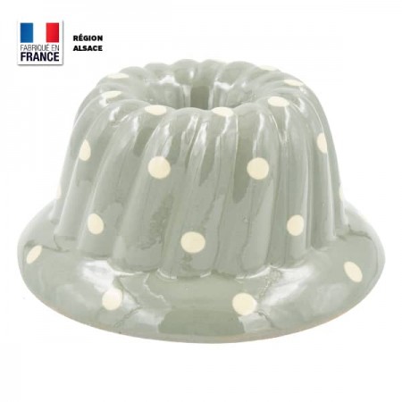Moule à Kougelhopf en Terre Cuite / Gris Clair Petits Points